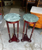Pair of Green Stone Top Round Side Tables