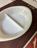 Double-Sided Ceramic White Bowl With Floral Details