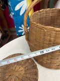 Handmade Vintage Large Wicker Basket With Matching Lid
