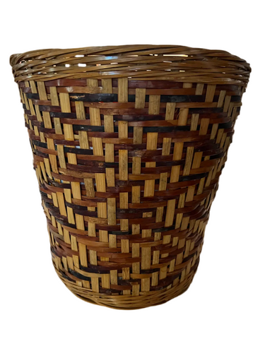 Vintage Hand Woven Basket in Zig-Zag Pattern