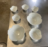 Collection of Ceramic White Lotus Nesting Bowls- Set of 7