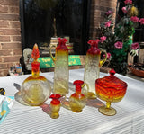 Collection of Red and Yellow Glass Serving Pieces- Set of 6