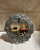 Small Silver Round Detailed Framed Wall Mirror