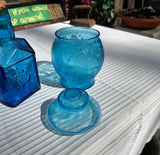 Trio of Blue Glass Jars and Bottles