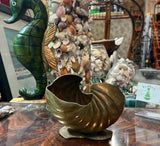 Art Deco Nautilus Brass Shell Planter