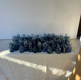 (Rentable Only) Collection of Blue Glass Miniature Vases for Party, Wedding, Photo Shoots- Set of 66