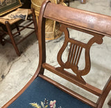 Wooden Mid Century Modern Carved Needlepoint Chair