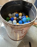 Antique Collection of Marbles and Jax With Tin Can Barn Find