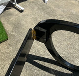 Black Wooden Oversized Glasses Sculpture With Silver Accents