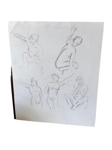 Different Erotic Positioned Nudist Drawing, Front and Back