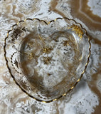 1970s 24kt Gold Heart Shaped Glass Platter