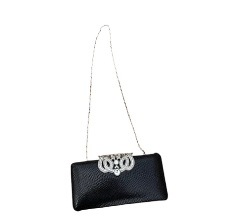 Small Fancy Black Purse With Diamond Clasp