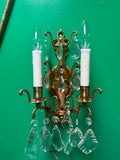 Pair of Brass Sconces With Crystals