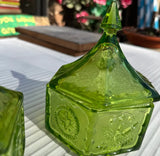 Green Pair of Vanity Bowls With Lids