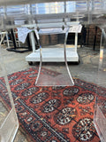 Pair of Lucite Miami Vice Swan Chairs With Standing Clock Side Table