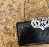 Small Fancy Black Purse With Diamond Clasp