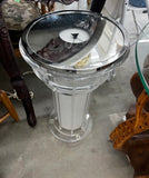 Lucite Light Up Side Table With Signed Clock Table Top