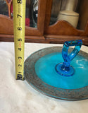 Art Deco 1930s Blue Glass Serving Tray