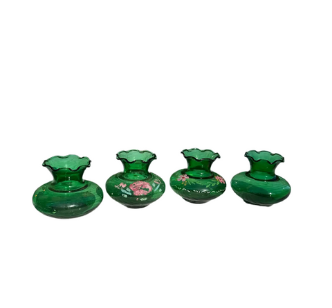 Instant Collection Green Glass Painted Vases- Set of 4