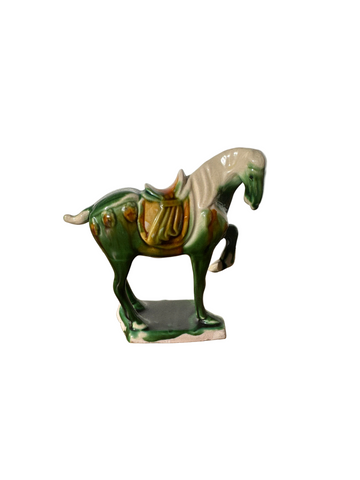 Small Green Ceramic Horse Figurine