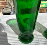 Pair of Green Glass Tall Vases