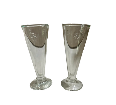 Pair of Tall Glasses With Bee Accents