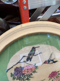 Round Hummingbird Needlepoint in Frame
