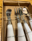 Kitchen Serving Utensils With White Ceramic Handles in Decorative Packaging
