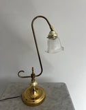 1970s Brass Tulip Style Lamp With Glass Shade