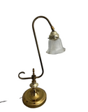 1970s Brass Tulip Style Lamp With Glass Shade