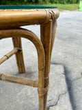 Boho Chic Wicker Side Table With Glass Top