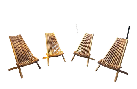Collection of Vintage Wooden Foldable Low Chairs