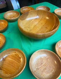 Collection of Stamped Sterling Silver Pedestal Wooden Bowl With Serving Dishes