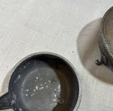 Pair of Vintage Silver Silent Butler and Serving Dish With Spout and Wooden Handles
