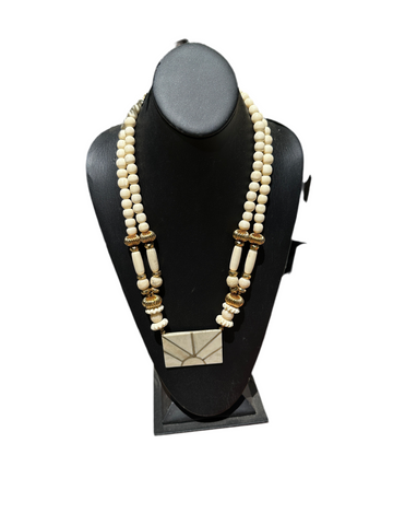 Decorative Gold and Marble Beaded Necklace