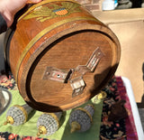 Large Wooden Round Basket With Eagle Accents
