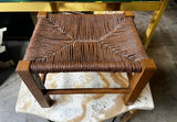 Vintage Wood and Wicker Scandinavian Petite Stool