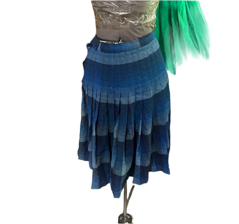 Vintage Pendleton Blue Striped Wool Skirt, Small Rip