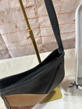 Small Brown and Black Leather Shoulder Bag