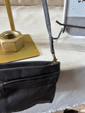 Small Charcoal Gray Leather Express Crossbody Bag