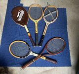 Vintage Collection of Spalding and Slazenger Wooden Tennis Rackets With Zephyr Press