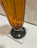 Vintage Amber Glass and Cast Iron Scale on Marble Base