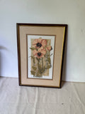 Antique Framed Signed Print of Pink Flower