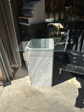 Geometric Marble Table and Scalloped Glass Top, Adjustable Base, Multiple Glass Options