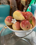 Vintage Ceramic Fruit Bowl With Peaches