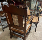 1970s English Style Carved Wooden Barley Twist Accent Chair