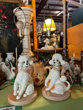 1960s Mid-Century Modern Pink Ceramic Poodle Table Lamps - Pair