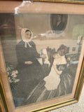Framed Vintage Drawing of Woman Holding Baby