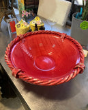Tomato Red Articulated Rope Edge Decorative Bowl Made in Italy
