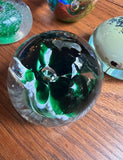 Collection of Green Glass Vintage Paperweights- Set of 4